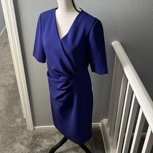 TAHARI ASL Elegant SS Blue Faux Wrap Dress - Womens 10